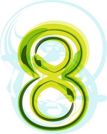 Ecology vegan green eco element organic symbol artistic Font. Vector Illustration. Number 8のイラスト素材