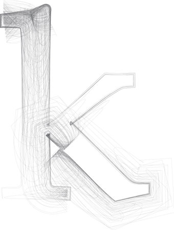 doodle digital drawn sketch. Vector hand drawn Letter kのイラスト素材