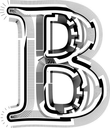 Modern abstract striped design with lines vector illustration LETTER Bのイラスト素材