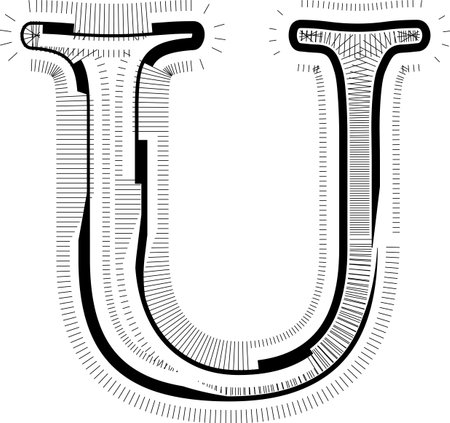 Modern abstract striped design with lines vector illustration LETTER Uのイラスト素材