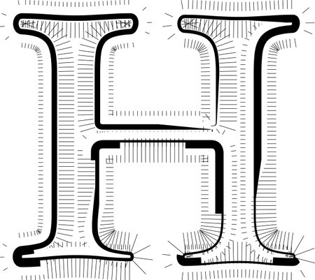 Modern abstract striped design with lines vector illustration LETTER Hのイラスト素材