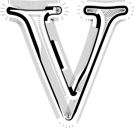 Modern abstract striped design with lines vector illustration LETTER Vのイラスト素材