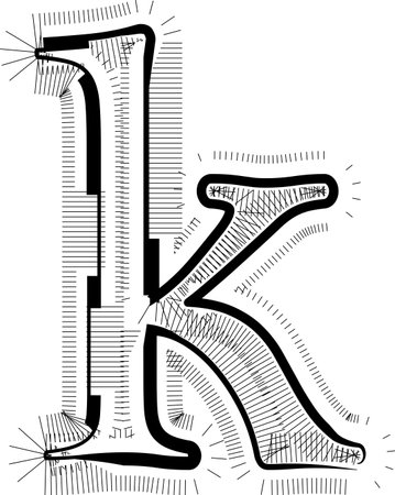 Modern abstract striped design with lines vector illustration LETTER kのイラスト素材