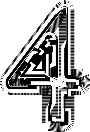 Modern abstract striped design with lines vector illustration Number 4のイラスト素材