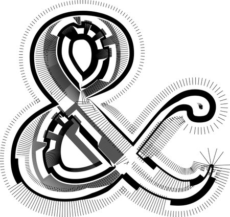Modern abstract striped design Ampersand symbol with lines vector illustrationのイラスト素材