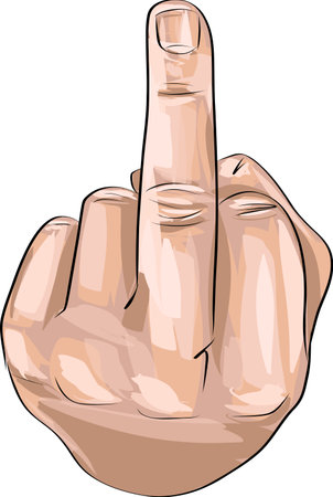 Human Hand Gesturing With Middle Finger, Sketch of Hand show fuck off with the middle finger sketch illustrationのイラスト素材