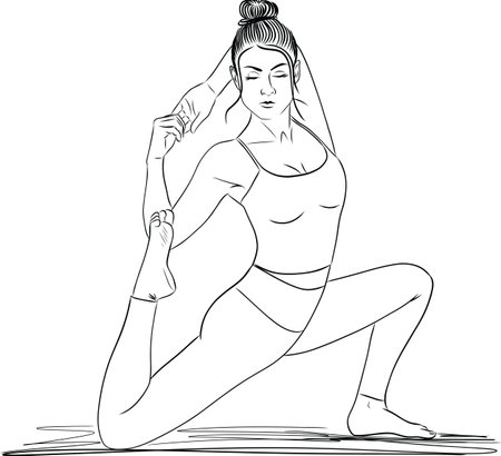 Woman exercise in yoga posture. Sexy body, meditation, exercise, stretch, asanaのイラスト素材
