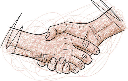 Business handshake, contract agreement. Unity and teamwork concept. Illustrationのイラスト素材
