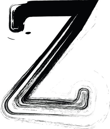 Textured font with an eroded rough letterpress print texture. Unique design font. Letter Z. Vector Illustration.のイラスト素材