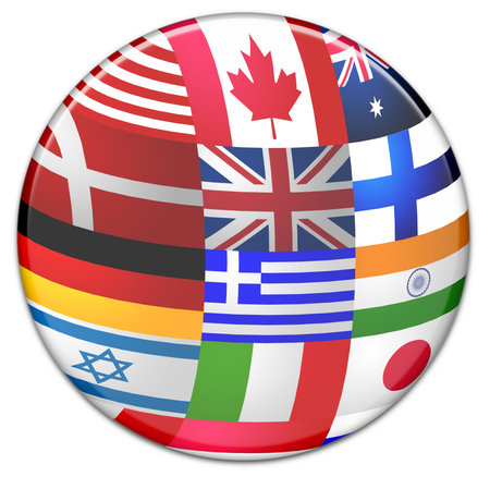 Sphere made from country flags HQ renderedの写真素材