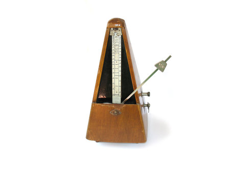 musical metronome on a white backgroundの写真素材