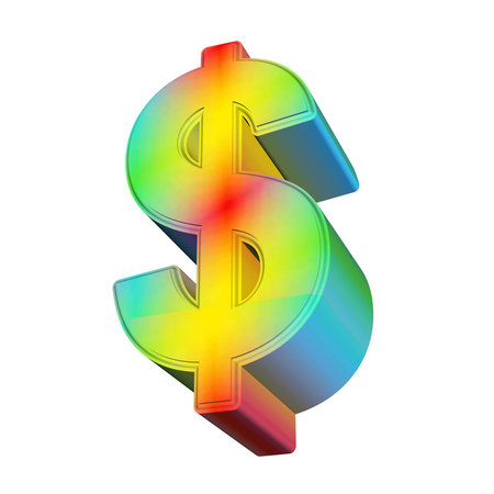 dollar symbol rendered from 3d on white backgroundの写真素材