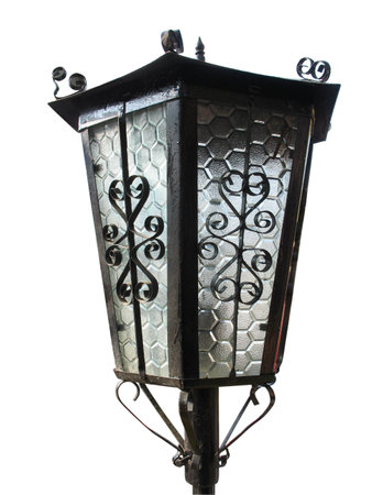 Old city Street lantern lamp isolated over white backgroundの写真素材
