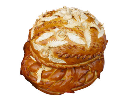 nice baking bread isolated over white backgroundの写真素材