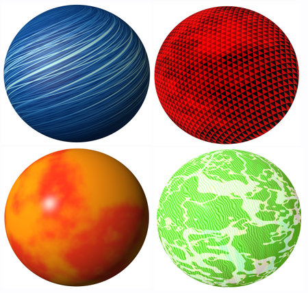 colored abstract globe spheres high quality rendered from 3dの写真素材