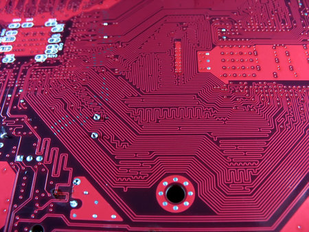 close-up of Computer Circuit Board abstract patternの写真素材