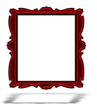 blank red glass portrait frame isolated on white backgroundの写真素材