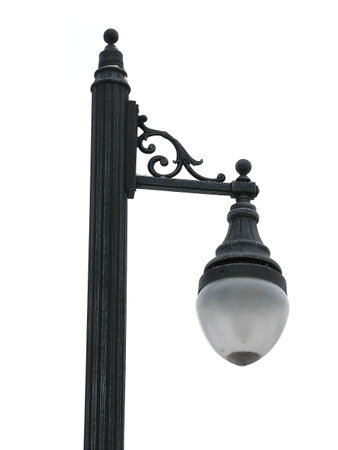 Old traditional street lamp isolated over white backgroundの写真素材