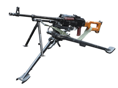 Old soviet army machine gun isolated on white background