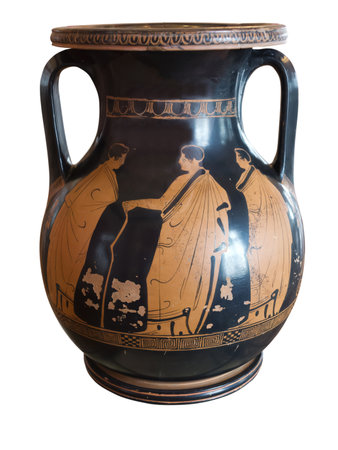 Ancient greek vase exposed in a museumの写真素材