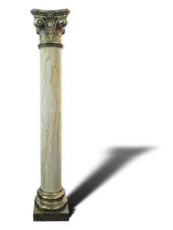 Column with golden top and bottom isolated on white backgroundの写真素材