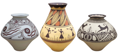 Vases with native american pattern vase isolated on white background .の写真素材
