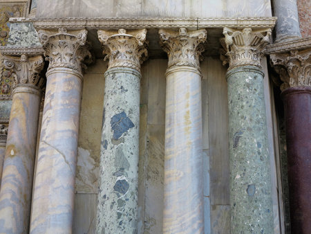 Classic roman style old marble stone pillar ancient columnsの写真素材