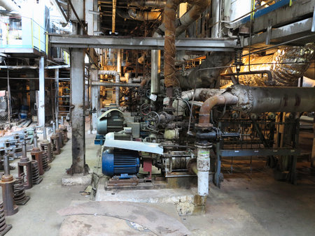 Electric motor water pump under repair process at power plantのeditorial素材
