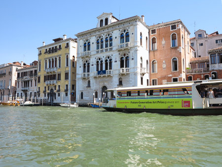 20.06.2017, Venice, Italy: View from gondola to historic buildings and canalsのeditorial素材