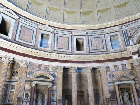 19.06.2017, Rome, Italy: Interior and dome of the Pantheon temple of all pagan gods in Rome, Italy.のeditorial素材