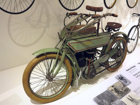 26.05.2018, Technical museum of Wien, Austria: Vintage historical motorcycles in expositionのeditorial素材