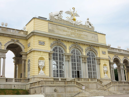 24.05.2018, Wien, Austria: Shonbrunn Palace and the garden park architecture detailのeditorial素材