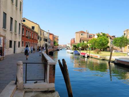 20.06.2017, Venice, Italy: View of old historic buildings and canals.のeditorial素材