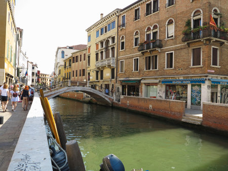 20.06.2017, Venice, Italy: View of old historic buildings and canals.のeditorial素材