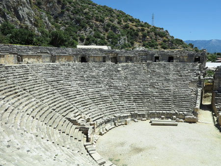 Ancient amphitheater in Myra, Turkey - archeology abstract backgroundの写真素材