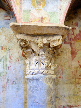 Demre, Turkey - July 2, 2019: Ancient frescoes in the St. Nicholas Byzantine Greek Church in Demre, Turkeyのeditorial素材