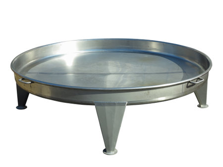 Big new spanish paella pan casserole isolated on a white backgroundの写真素材