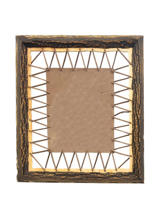 Original handmade frame with blank space isolated over white backgroundの写真素材