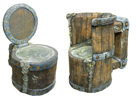 Vintage bar armchair stylized as beer mug isolated over white backgroundの写真素材