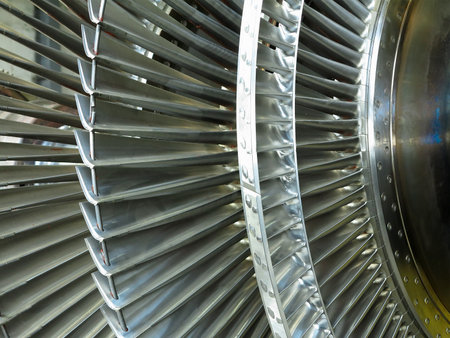 Power generator steam turbine in repair process, machinery, pipes, tubes, at an power plant