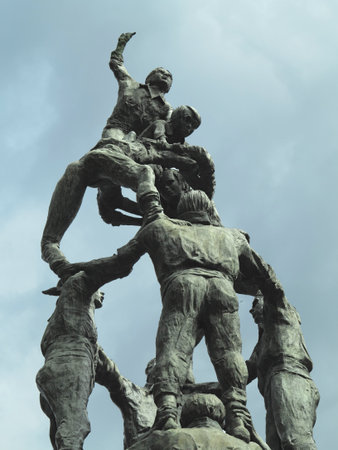 TARRAGONA, SPAIN - 06.07.2022: Monument to the Castellers (Monumento a los Castellers) by Francesc Anglesのeditorial素材