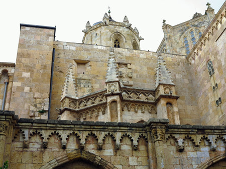 Architectural details of Medieval catholic cathedral Saint Mary in Tarragona, Catalonia, Spain.のeditorial素材