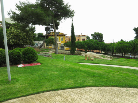 TARRAGONA, SPAIN - 06.07.2022: View of the ruins of ancient roman amphitheaterのeditorial素材