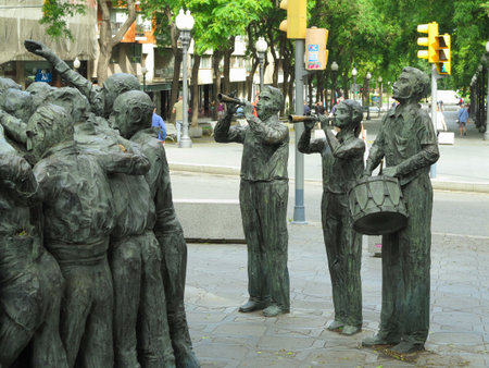 TARRAGONA, SPAIN - 06.07.2022: Monument to the Castellers (Monumento a los Castellers) by Francesc Anglesのeditorial素材