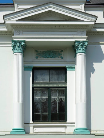 Architecture details columns and windows of ancient renaissance style classical buildingのeditorial素材