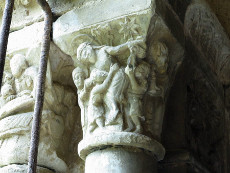 Architectural details of Medieval catholic cathedral Saint Mary in Tarragona, Catalonia, Spain.の写真素材
