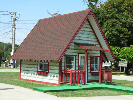 Concept of smal tiny house wooden made with red roofの写真素材