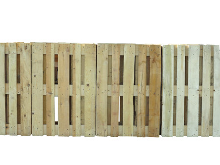 Brown wooden fence isolated over a white backgroundの写真素材