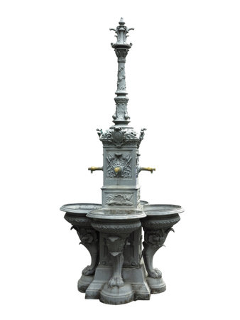 Old vintage outdoor bronze faucet isolatred over white backgroundの写真素材