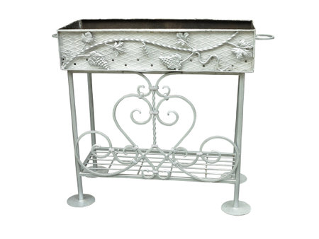 metall made decorated barbecue grill isolated over white backgroundの写真素材